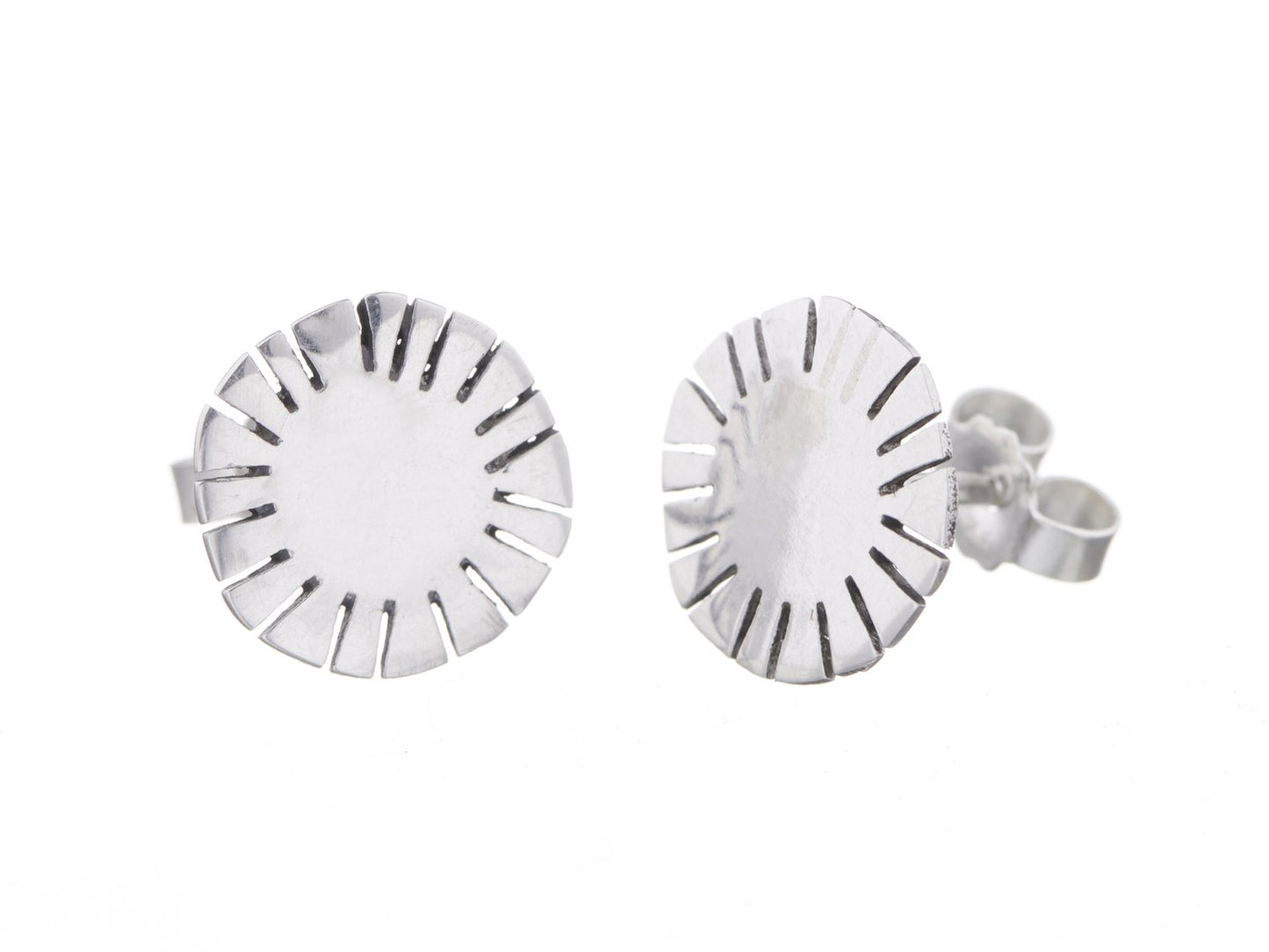 Sol Sun Slit Stud Earrings - Silver