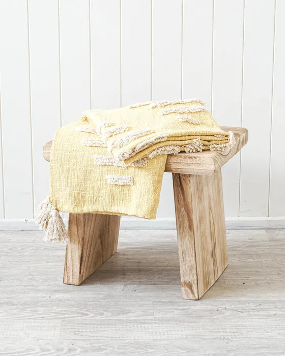 Throw Blanket - Iris - Butter Yellow/White - 125x150