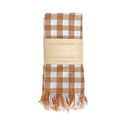Classic Gingham Napkin Set- Clay