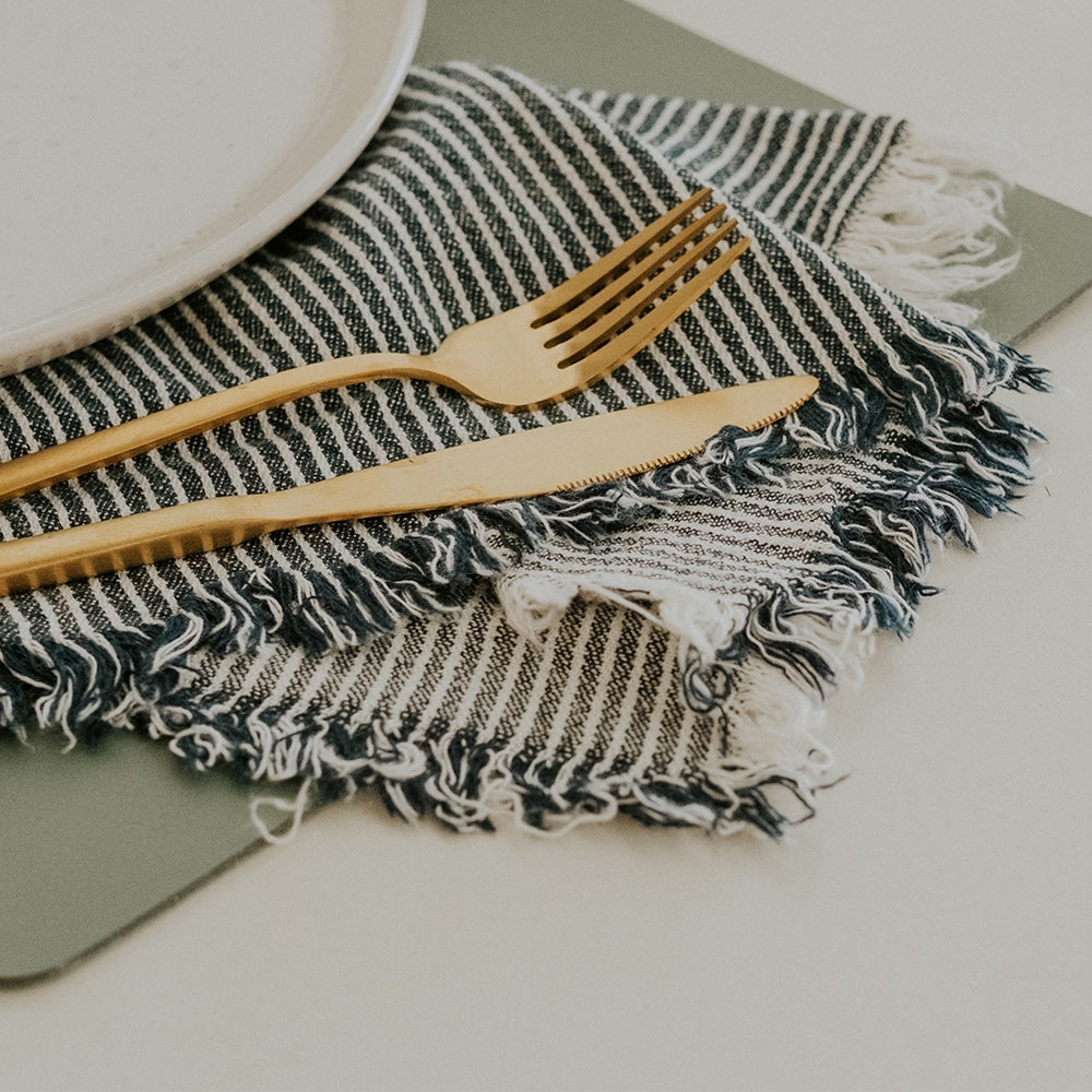 Classic Stripe Napkin Set- Navy