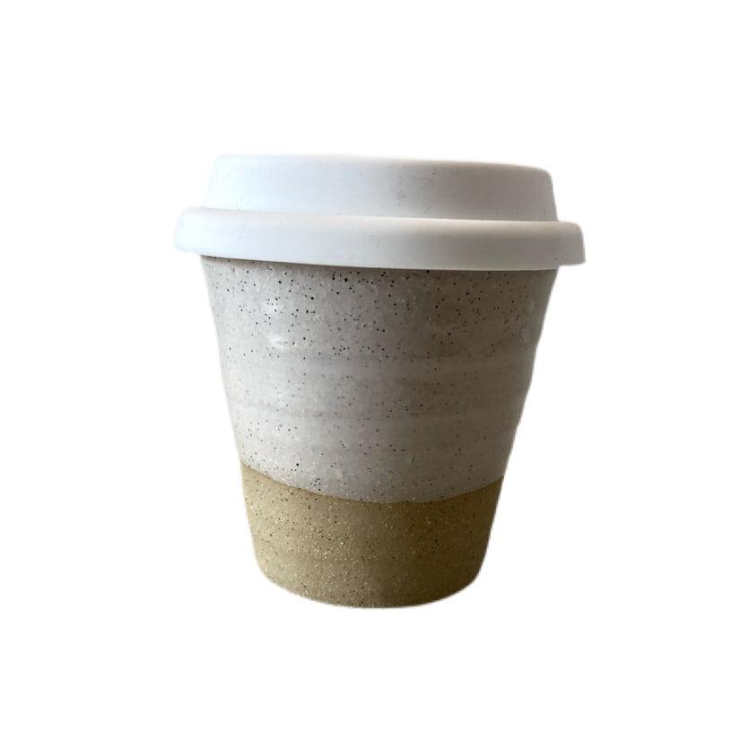 White Carousel Cup -Swatch on Dark Clay - Small