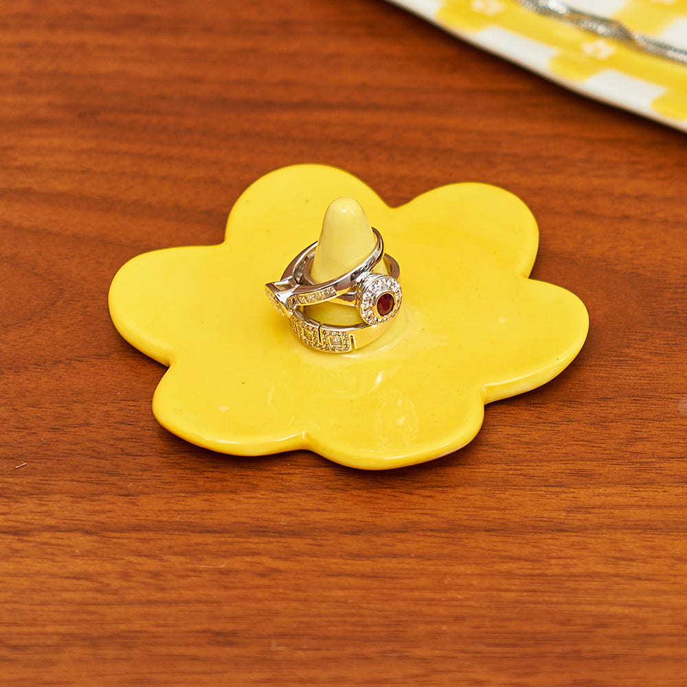 Ceramic Flower Ring Holder - Various Colours