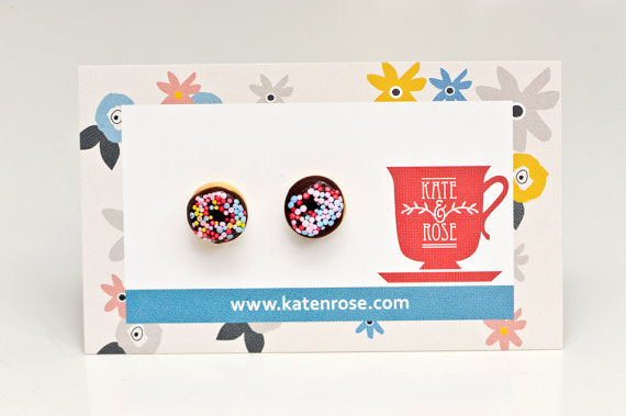 Mini Chocolate Donut Stud Earrings