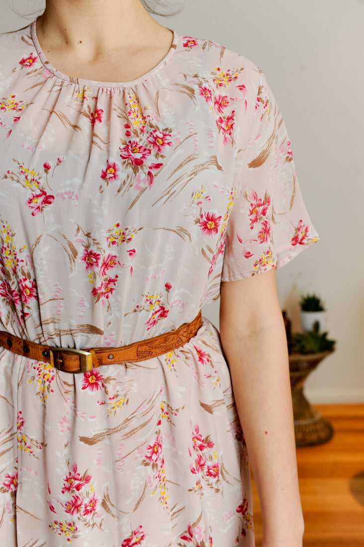 Vintage Dusty Pink Floral Dress