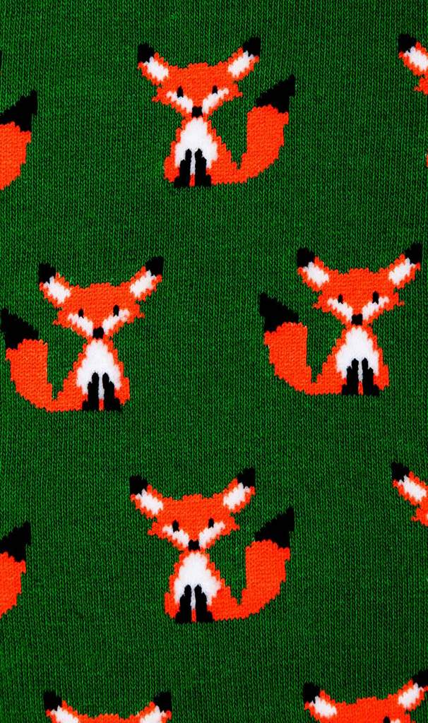 Green Curious Fox Socks
