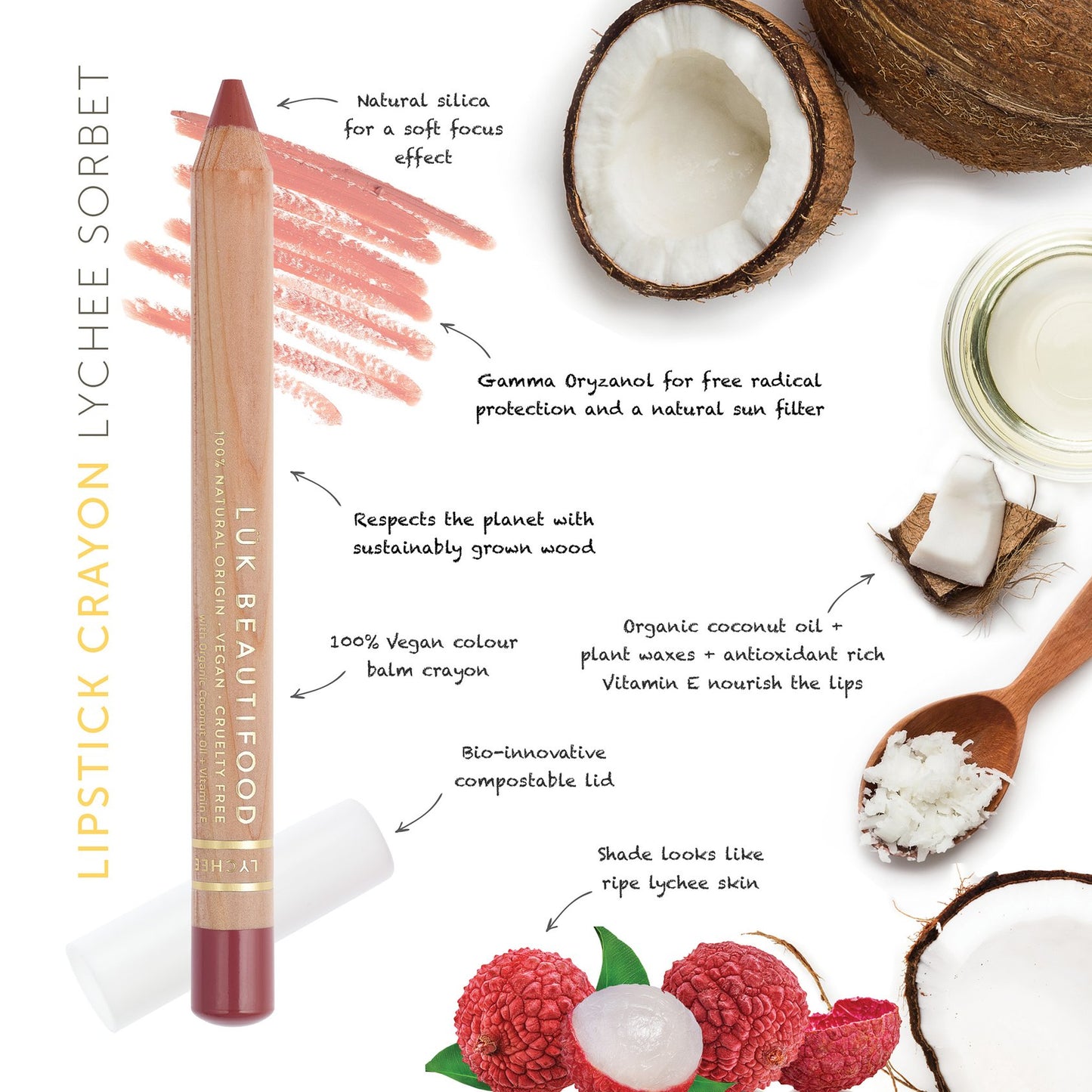 Natural Lipstick Crayon - Lychee Sorbet