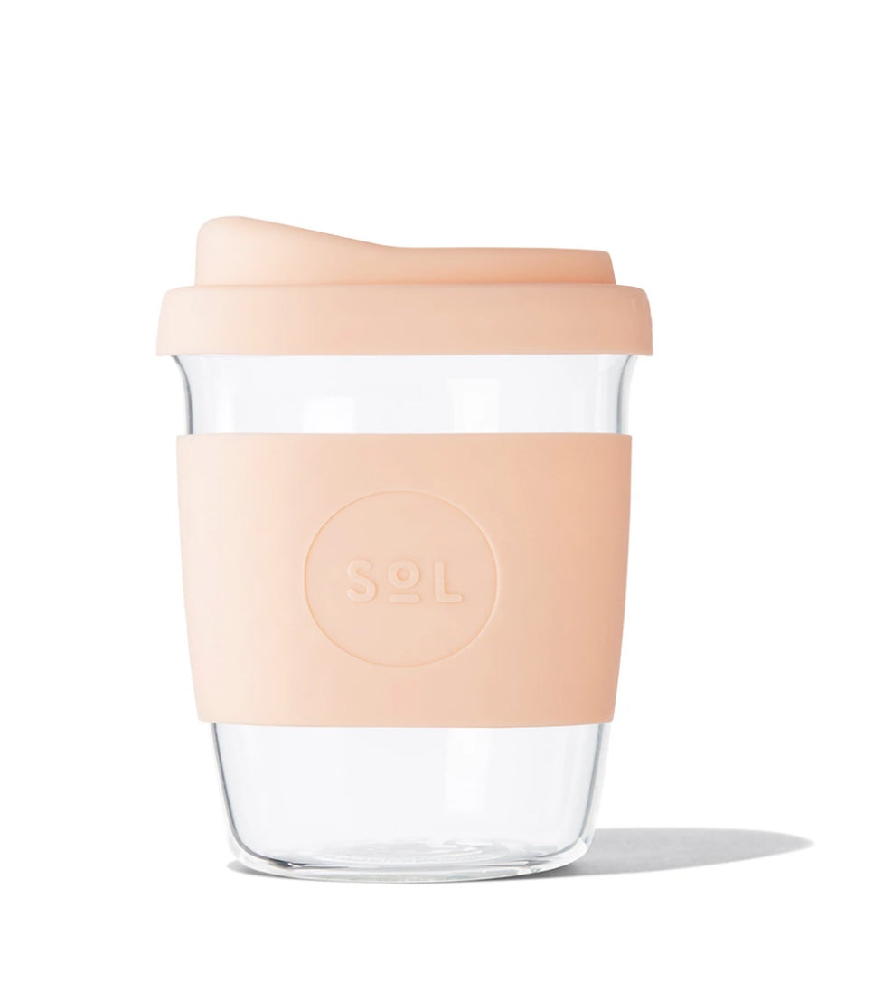 8oz Handblown Glass Reusable Cup - Paradise Peach
