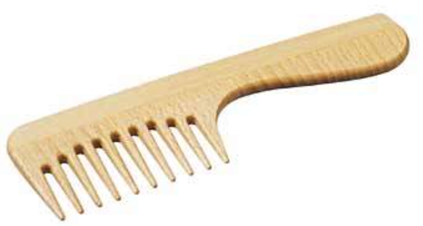 Wooden Hair Comb with Grip Handle