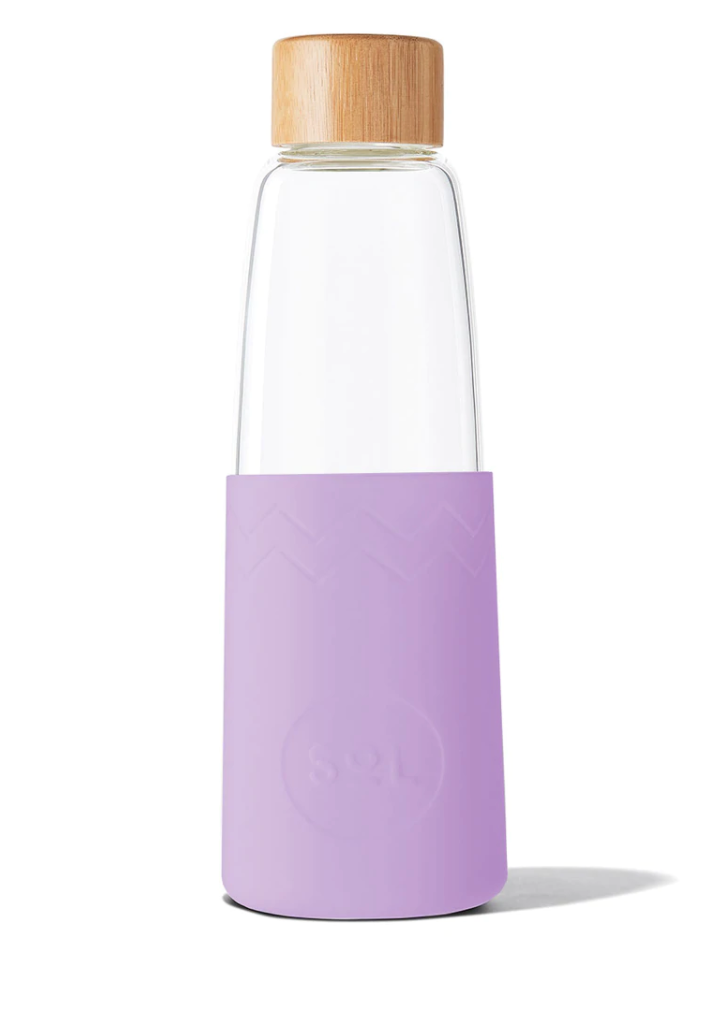 Glass Drink Bottle Handblown Reusable - Lovely Lavender