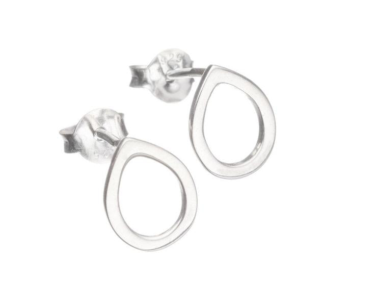 Teardrop Stud Earrings Polished- Small - Silver