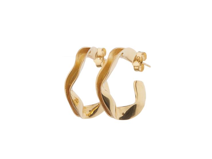 Small Ripple Hoops Gold