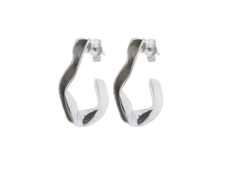 Small Ripple Hoops - Silver