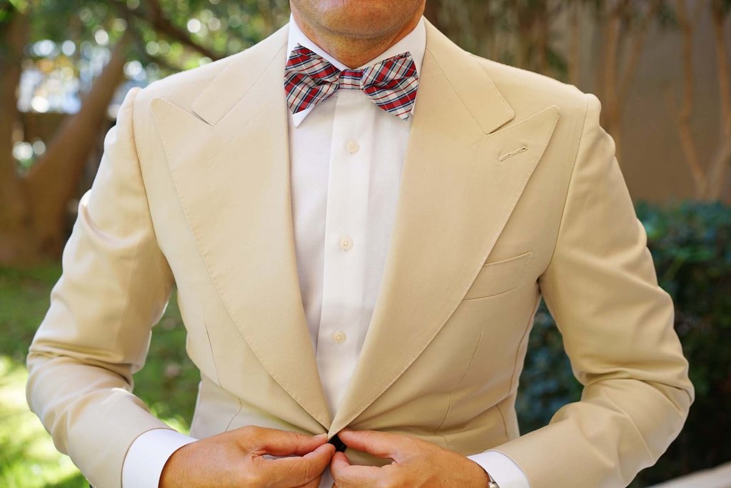 Tango Maroon with Blue Stripes Bow Tie