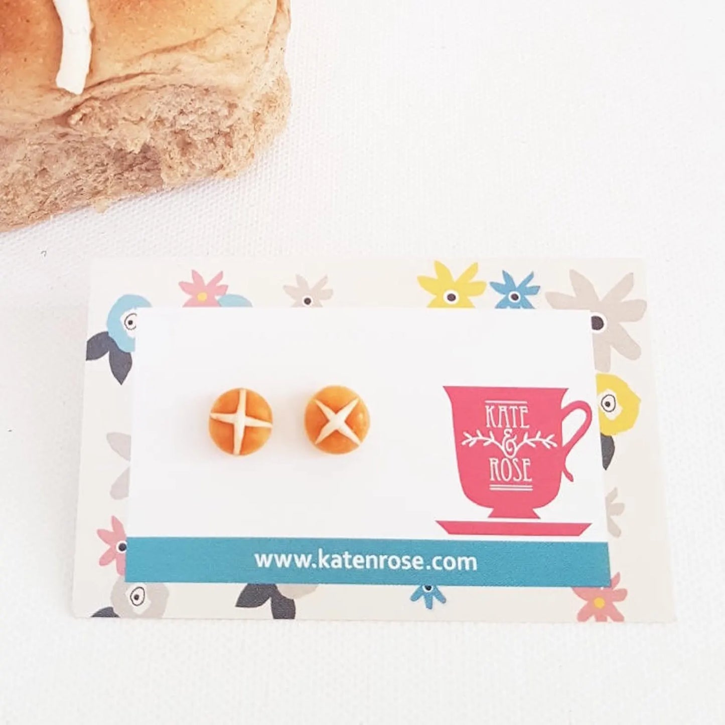 Hot Cross Bun Stud Earrings