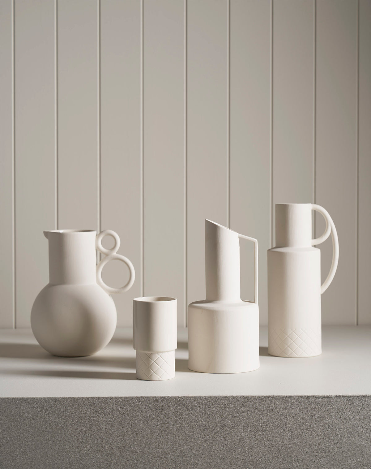 Double Handle Jug - Portrait Collection White