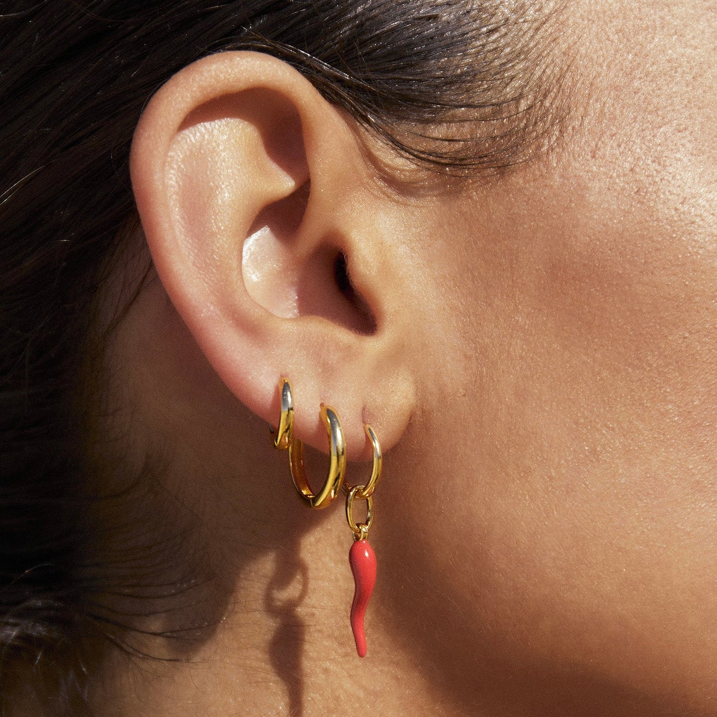 Cornicello Red Charm Earrings