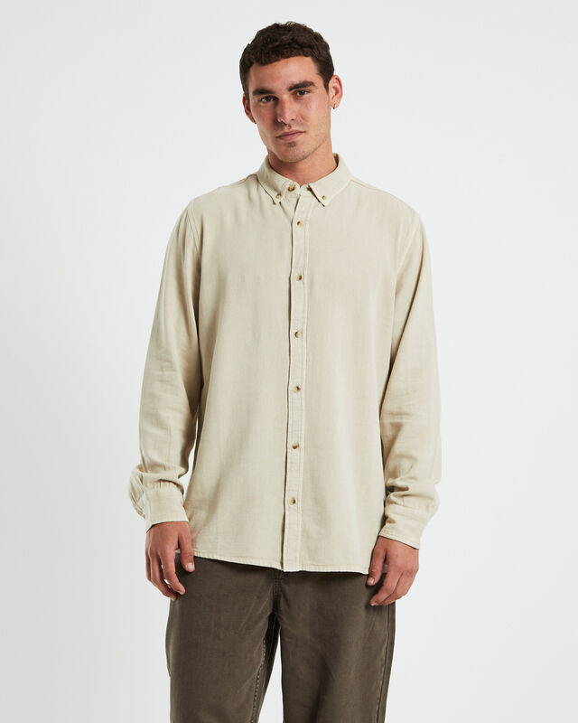 Men At Work Oxford Long Sleeve Shirt - Stone