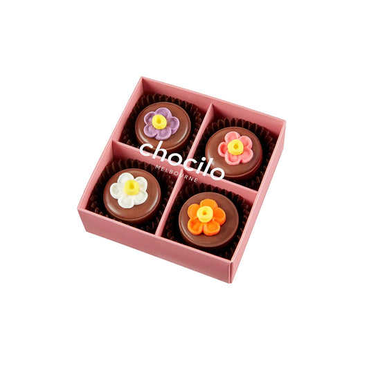 4 Pack Flower Pot Praline Milk Chocolates Gift Box - 50g