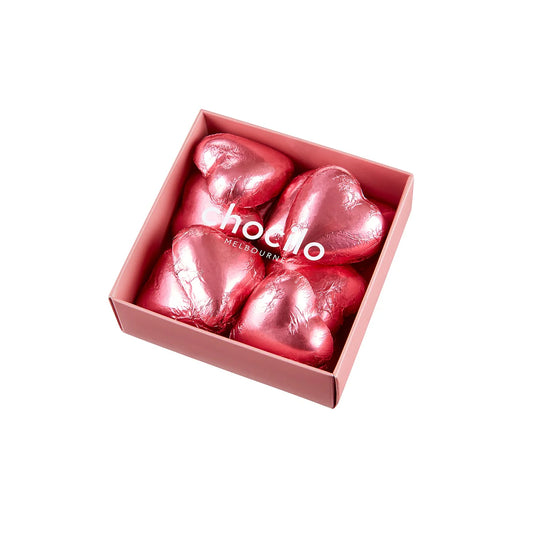 10 Pack Foiled Hearts in Milk Chocolate Gift Box (PINK) - 80g