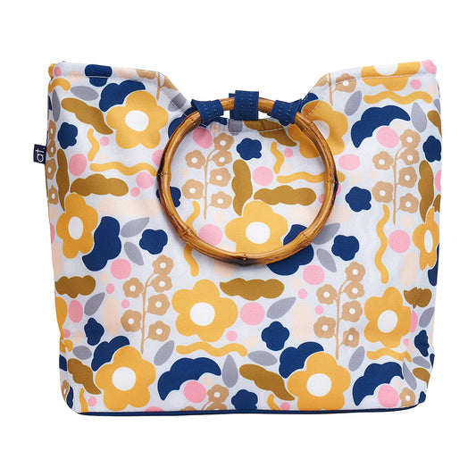 Insulated Tote - Floral Puzzle Mustard