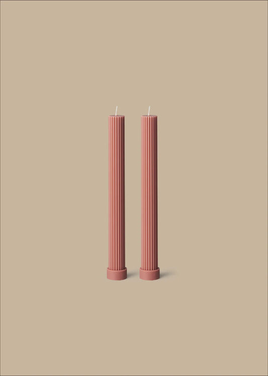 Column Pillar Candle Duo - Peach