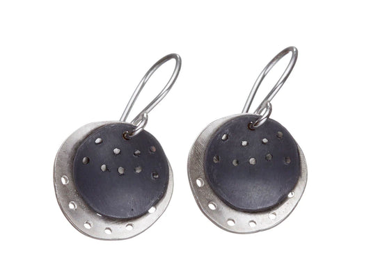 Organic Disc Earrings - Black Top