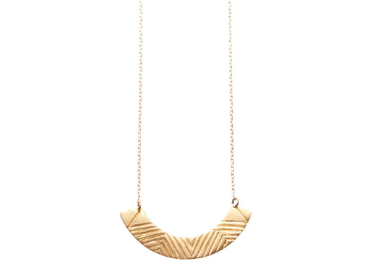 Aztec Pattern Necklace - Matte Gold