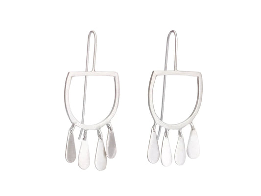 Tribal Inspired Contemporary Earrings - Silver