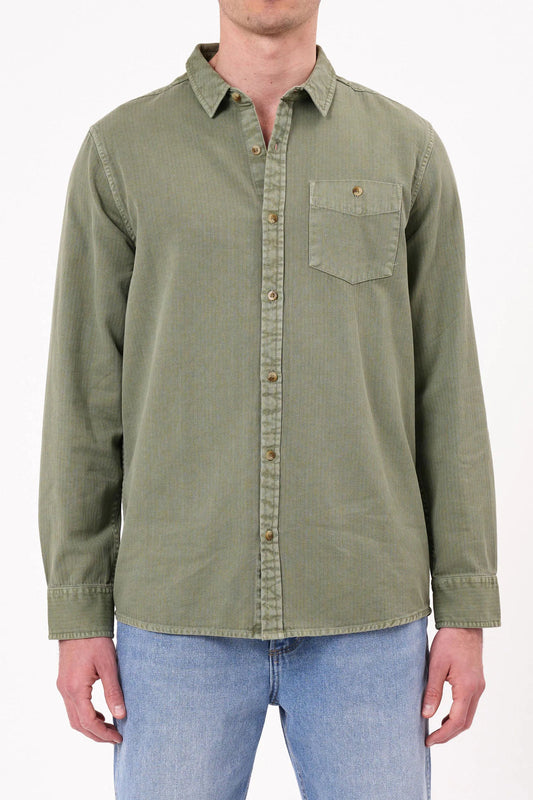 Herringbone Shirt - Faded Army Green