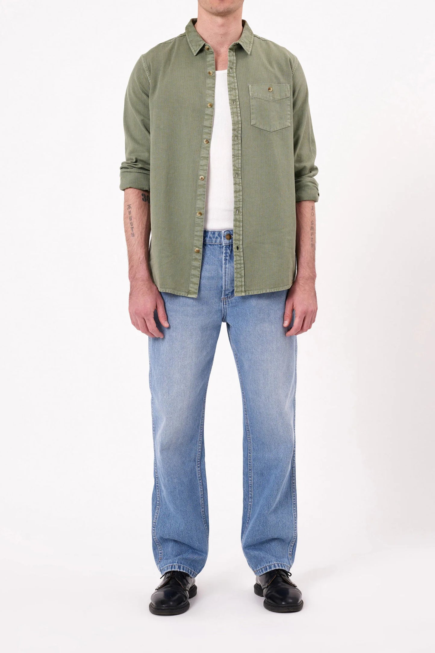 Herringbone Shirt - Faded Army Green