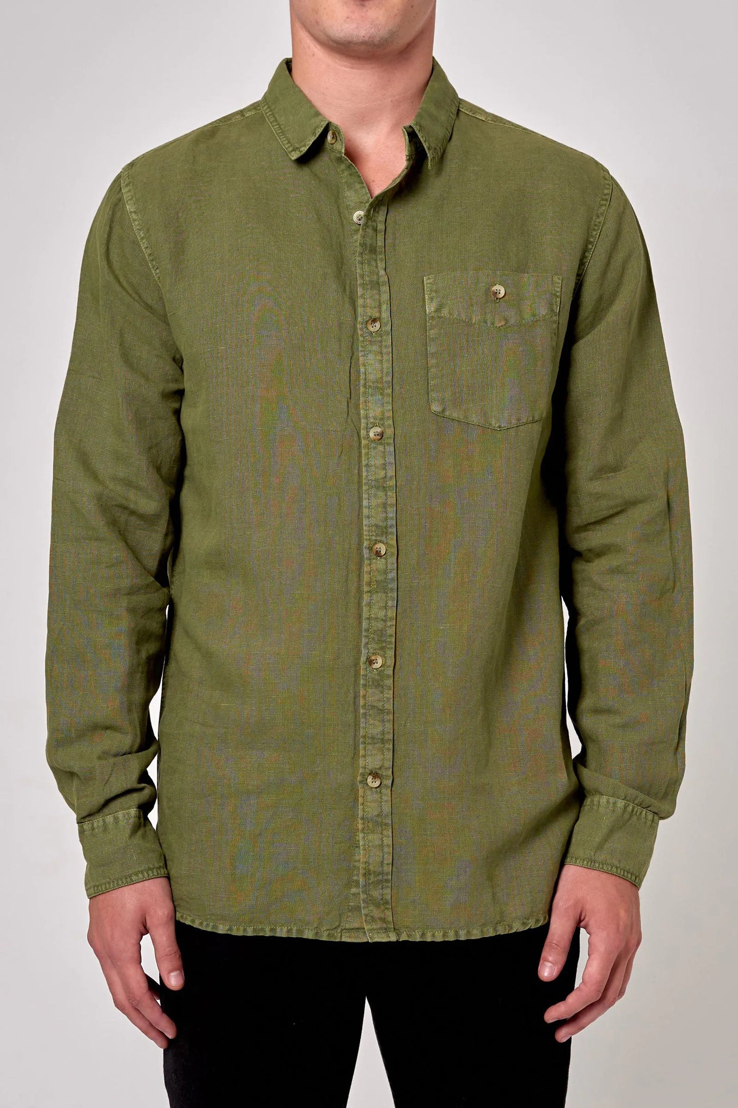 Men At Work LS Hemp Shirt - Olive