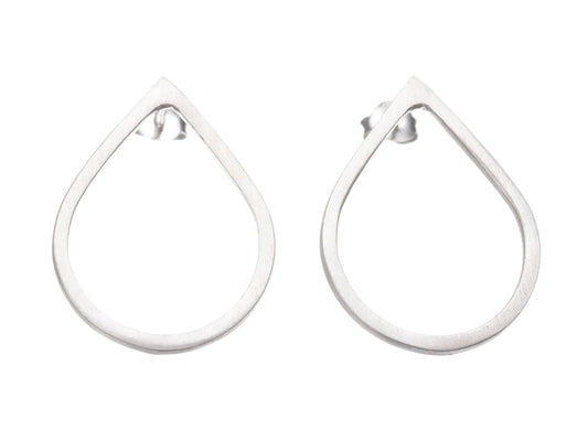 Teardrop Stud Earrings - Large - Silver