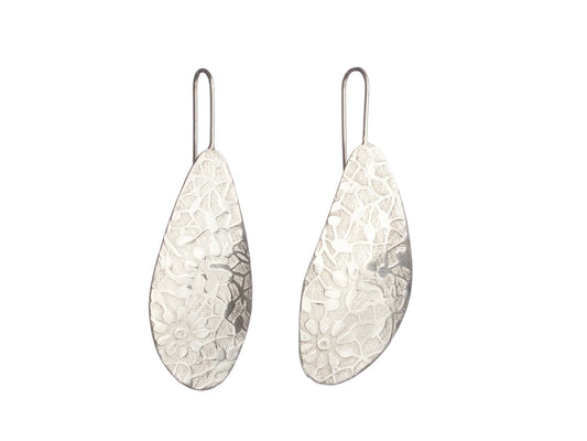 Paisley Floral Print Earrings  - Silver