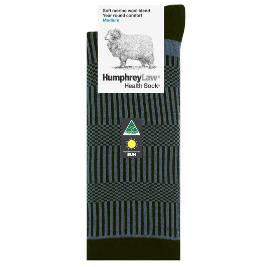 Light-Midweight 65% Fine Merino Wool Patterned Men’s Health Sock - Large