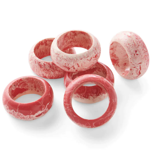 Pink Marble Napkin Rings - Set of Six