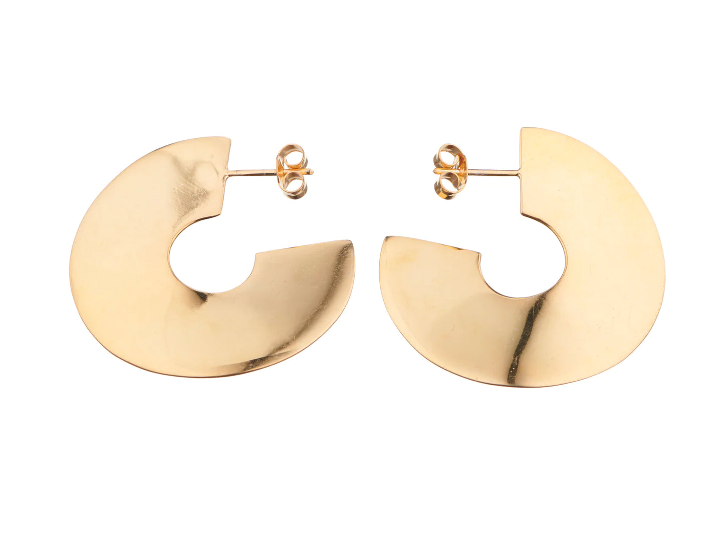 Wave Hoop Earrings - Polished Gold