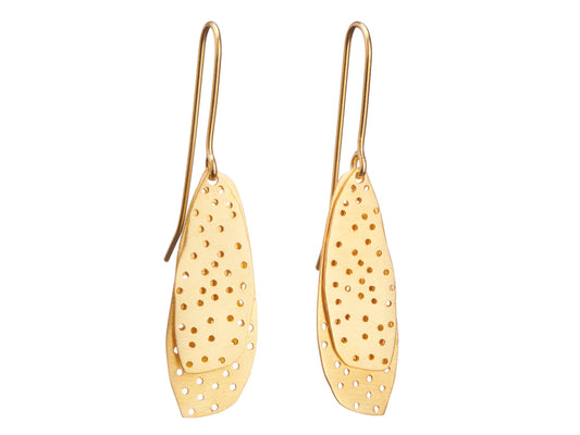 Mini Hole Drop Earrings - Matte Gold