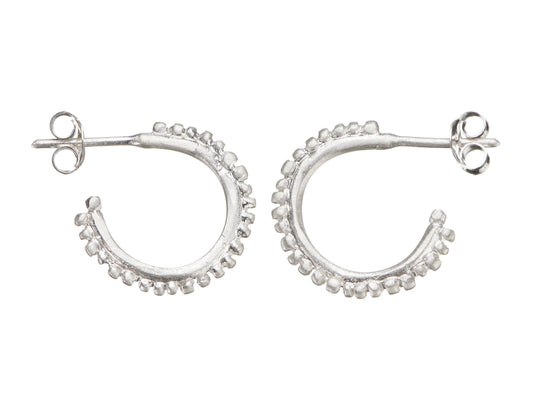 Small Flora Halo Hoop Earrings - Matte Silver