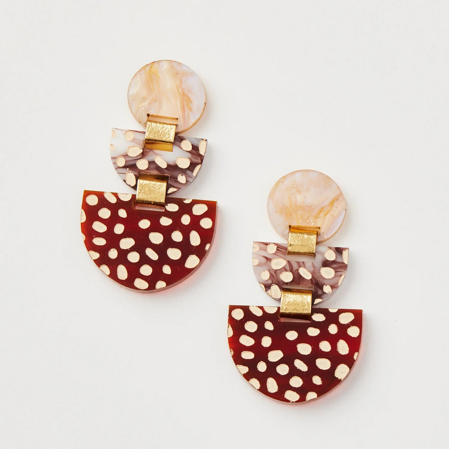 Boat Earrings - Brown (CLIP ON)