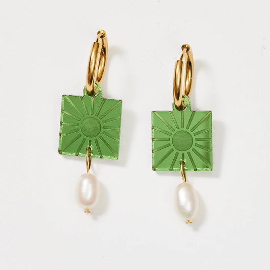 Rise + Pearl Earrings - Fern