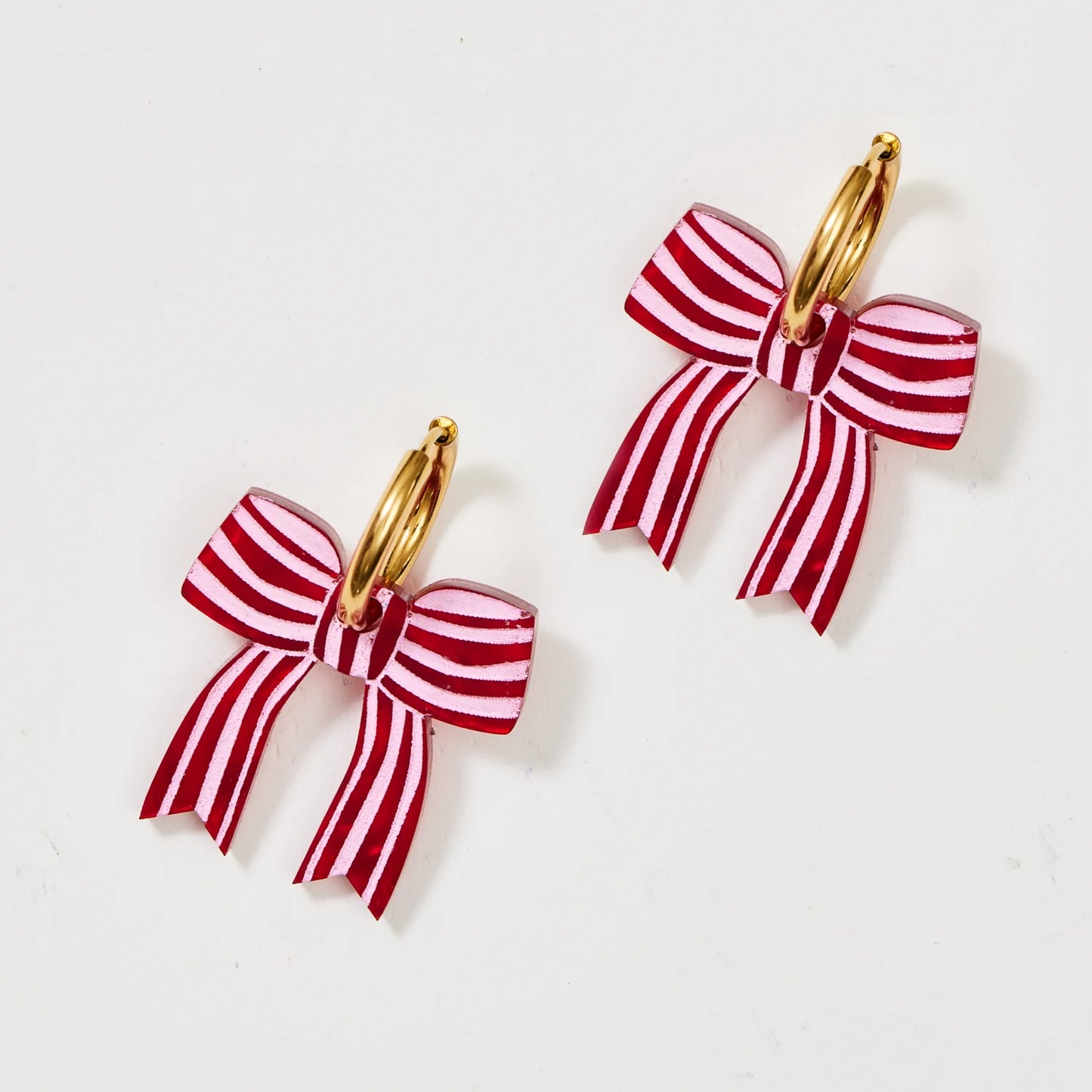 Bow Earrings - Red - Clip-On or pierced Ear Backing