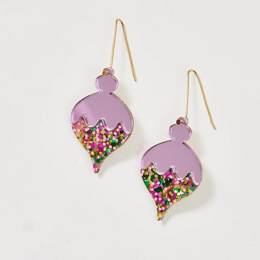 Bauble Earrings - Liliac + Emerald Berry Sparkle