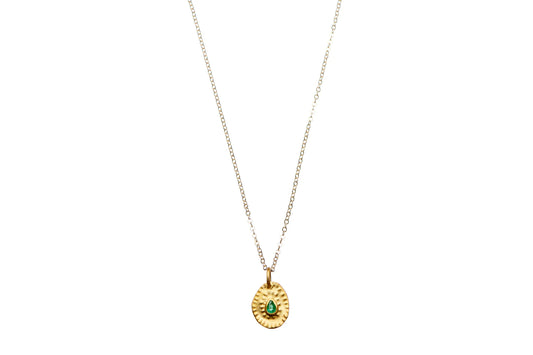 Pharaoh's Tear Necklace - Gold/Green Emerald