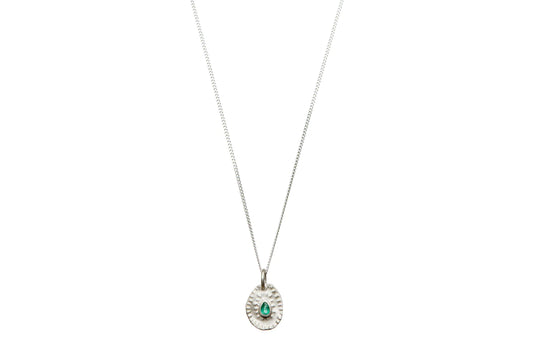 Pharaoh's Tear Necklace - Silver/Green Emerald