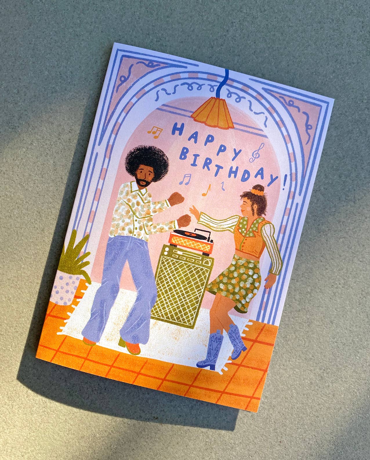Vinyl Birthday Card - 70's Disco Illustrated Greeting Card