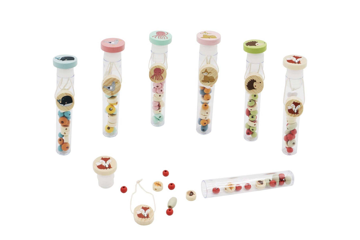 Bracelet Necklace Wooden Bead DIY Jewellery Set in Tube
