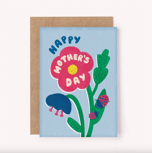 Happy Mother's Day Ladybird Flower Card - Mum Birthday Mom