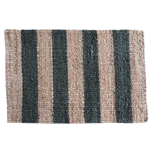 Jute Mat - Green Stripe