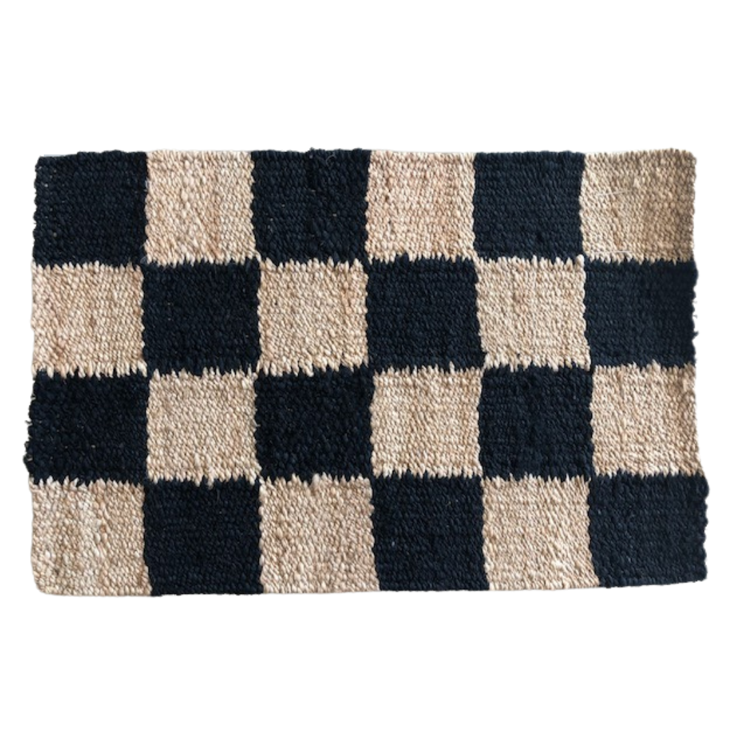 Jute Mat - Black Checker