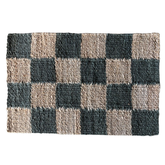 Jute Mat - Green Checker